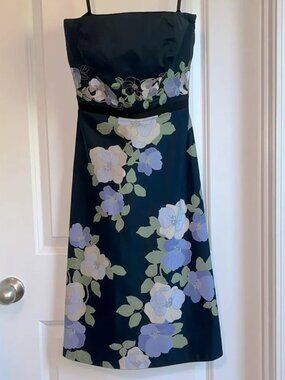 Ann Taylor LOFT Embroidered Floral A-Line Strapless Party Dress Size 0
